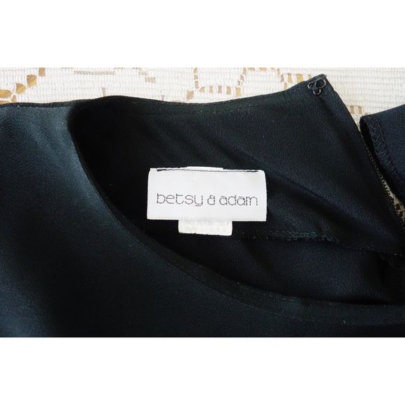 Vintage 80s Betsy & Adam Black Ruffle Dress est 4 - Picture 4 of 4